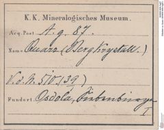 Etiketten zu Quarz (NHMW-MIN-Ag87)